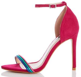 Quiz Pink Multicoloured Strap Heeled Sandals