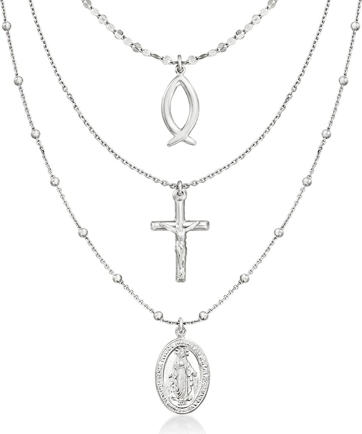 RossSimons Italian Sterling Silver Religious Symbol MultiStrand