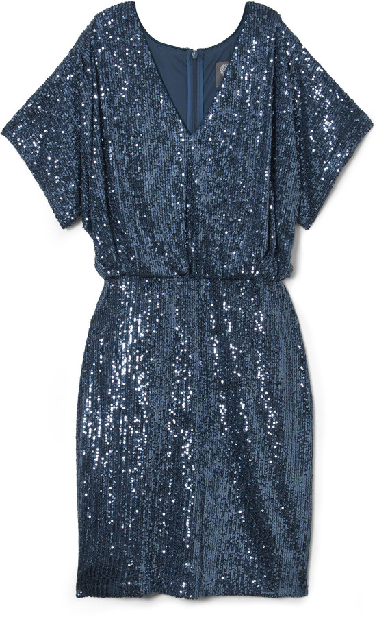 sequin blouson dress