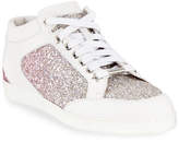 Thumbnail for your product : Jimmy Choo Miami Leather and Glitter Sneakers