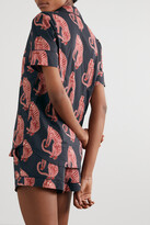 Thumbnail for your product : Desmond & Dempsey Tiger Printed Organic Cotton Pajama Set - Blue