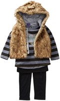 Thumbnail for your product : OK! Kids Apparel Jacie Long Sleeve Tee, Faux Fur Vest & Skirted Tight Set (Toddler Girls)