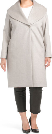 TJMAXX Virgin Wool Long Coat With One Button Exposed For Women - ShopStyle