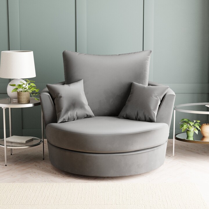 Dunelm Blake Opulent Velvet Swivel Chair Opulent Velvet Grey