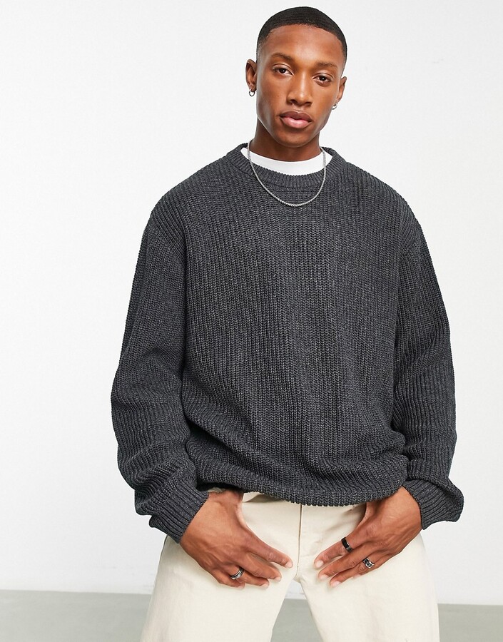 Oversized Sweater Grey Mens | ShopStyle