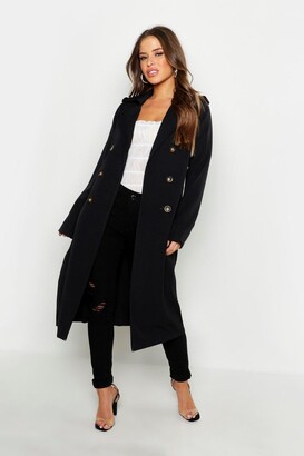Boohoo Petite Trench Coat Black Boohoo Petite Utility Button