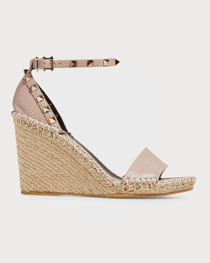 rockstud double grainy calfskin espadrille