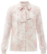 Thumbnail for your product : Giambattista Valli Floral-print Pussy-bow Silk-chiffon Blouse - Pink Multi