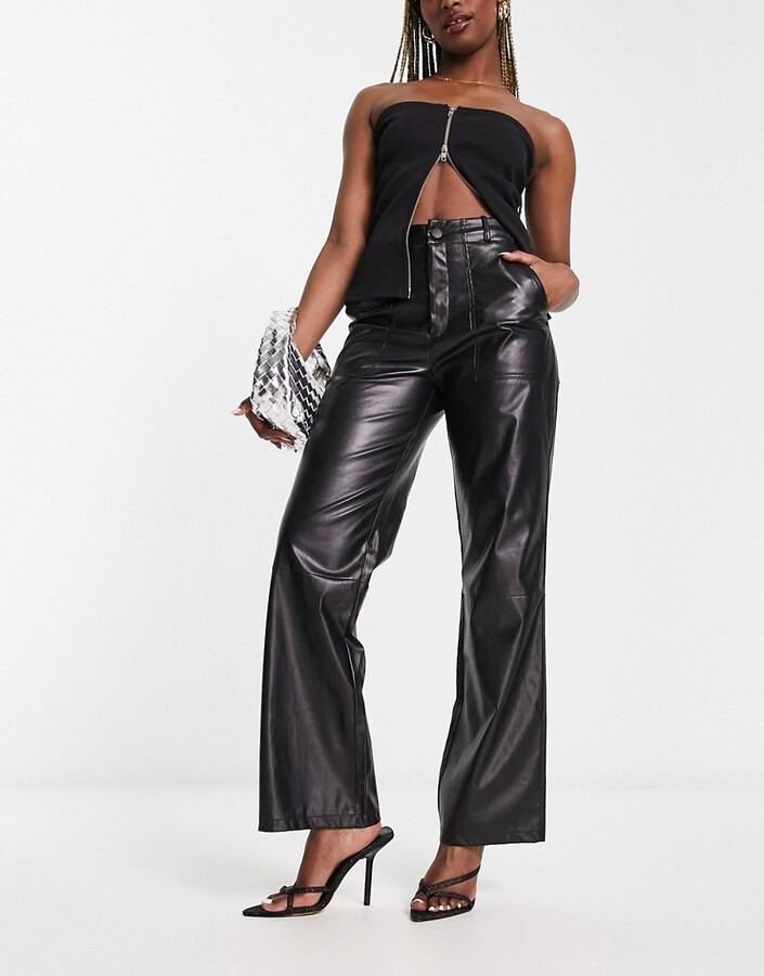 High Waisted Leather Look Trousers
