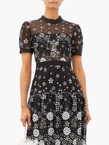 Thumbnail for your product : Self-Portrait Floral-sequinned Tulle Midi Dress - Black