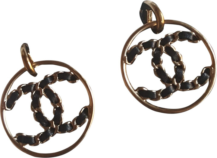 Chanel Small Circular Floral CC Logo Earrings