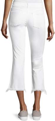 DL1961 Premium Denim Lara Instasculpt Cropped Flare Pintuck Jeans, White