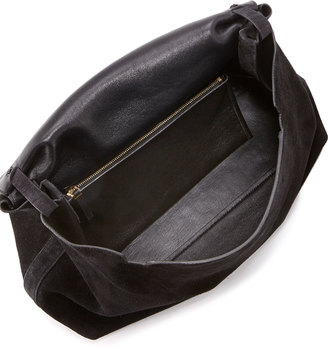 The Row Top-Handle 14 Suede Satchel Bag, Black