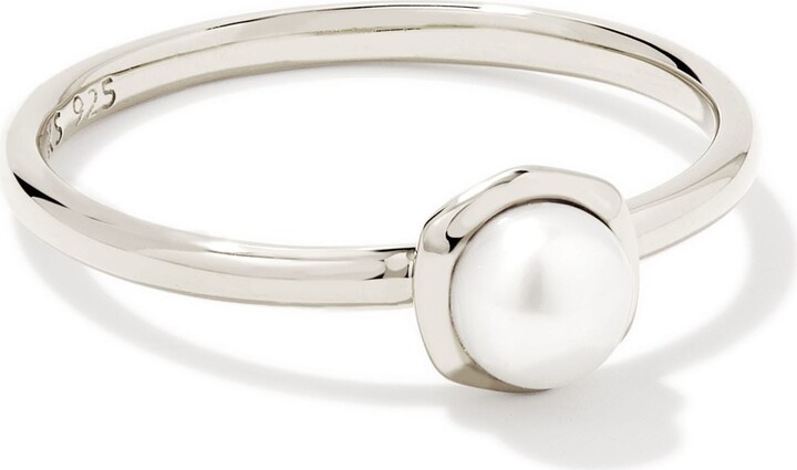 Kendra Scott Davie Sterling Silver Band Ring in Freshwater Cultured | Pearl | Size 7