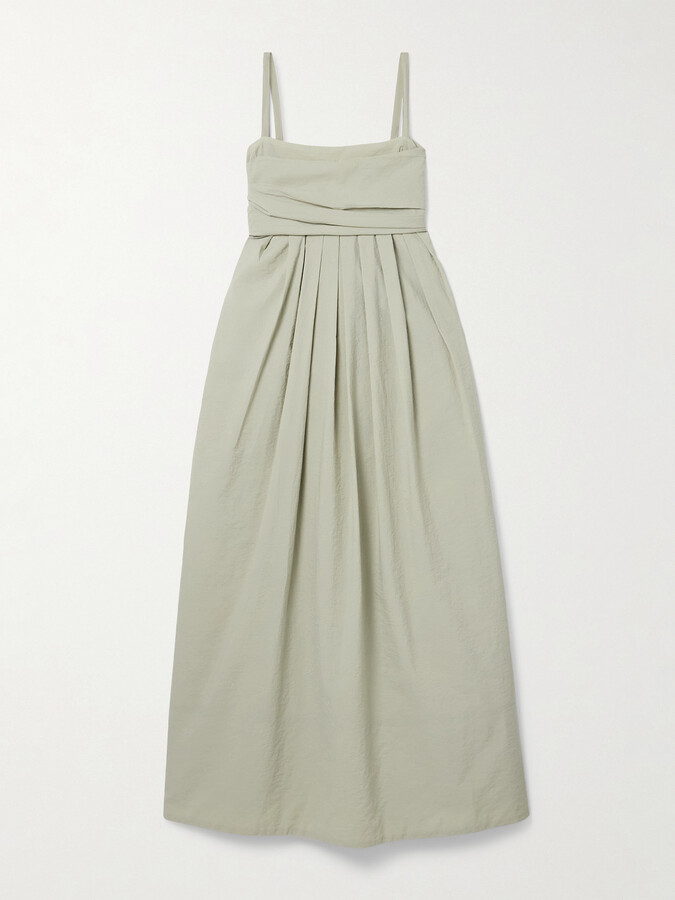 Proenza Schouler White Label Claudine Open-back Pleated Poplin Midi Dress - Green