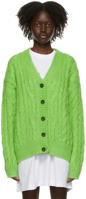 MSGM Green Cable Knit Cardigan