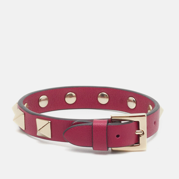 Valentino Rockstud Leather Gold Tone Bracelet