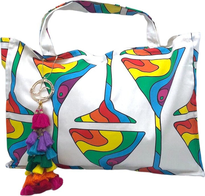 CHANEL Pre-Owned Jumbo XL Rainbow Airplane Embroidered Tote - Farfetch