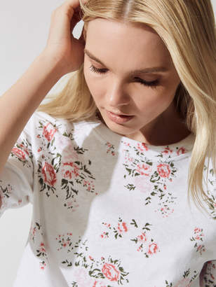 Cut Off Sweatshirt With Floral Print