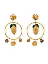 Thumbnail for your product : Dolce & Gabbana Lemon crystal-embellished hoop earrings
