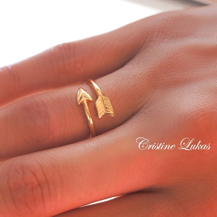 Etsy Solid Gold Arrow Ring Double Wrap Design 10K 14K 18K