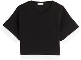 Thumbnail for your product : Vionnet Short Sleeve Crop Top with Chiffon Trim