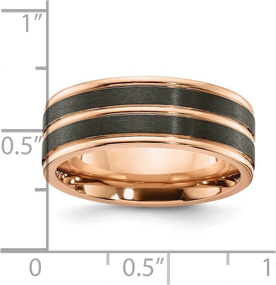 ChiselBlackZirconiumBrushedandPolishedRoseIP-plated8mmBandRing