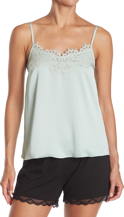 JUST ONE Woven Lace Trim Cami