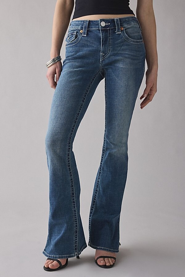True Religion Becca Side-Slit Flap Low-Rise Bootcut Jean in Honey Crisp