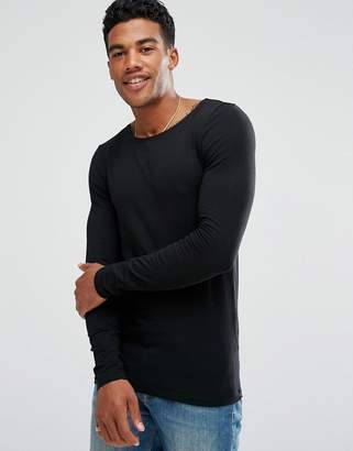 ASOS Design DESIGN extreme muscle fit long sleeve t-shirt with boat neck in black