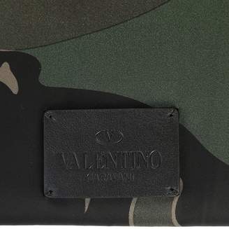 Valentino Garavani 14092 Military Green Cotton Canvas Panther Document Case