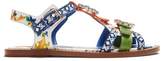 Thumbnail for your product : Dolce & Gabbana Majolica Crystal Embellished Leather Sandals - Womens - Blue Multi