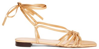 Loeffler Randall Lorelai Flat Ankle-Wrap Metallic Leather Sandals Loeffler Randall Lorelai Flat Ankle-Wrap Metallic Leather Sandals