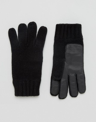 Dents Stirling Lambswool Glove With Leather Palm In Black
