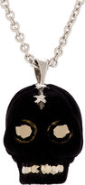Thumbnail for your product : Alexander McQueen Black Velvet & Silver-Tone Studded Skull Necklace