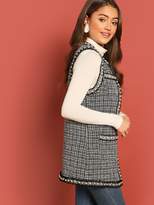 Thumbnail for your product : Shein Open Front Tweed Vest Coat