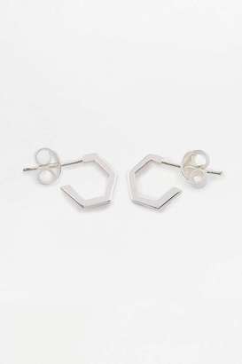 Rachel Jackson London Hexagon Silver Small Hoop Earrings
