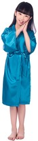 Thumbnail for your product : Cute On CuteOn Kids Childrens Satin Silk Kimono Robe Dressing Gown Bathrobe Nightwear for Spa Wedding Birthday Party Dress Dark Blue Size 10 - (Height 115-130cm)