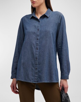 Eileen Fisher Button-Down Organic Cotton Twill Shirt