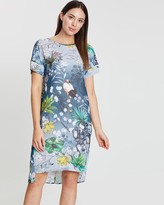 Thumbnail for your product : Faye Black Label - Women's Grey Floral Dresses - Step Hem 2-Piece Tee Dress - Size One Size, 8 at The Iconic