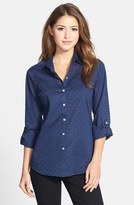 Thumbnail for your product : Foxcroft Swiss Dot Cotton Shirt (Regular & Petite)