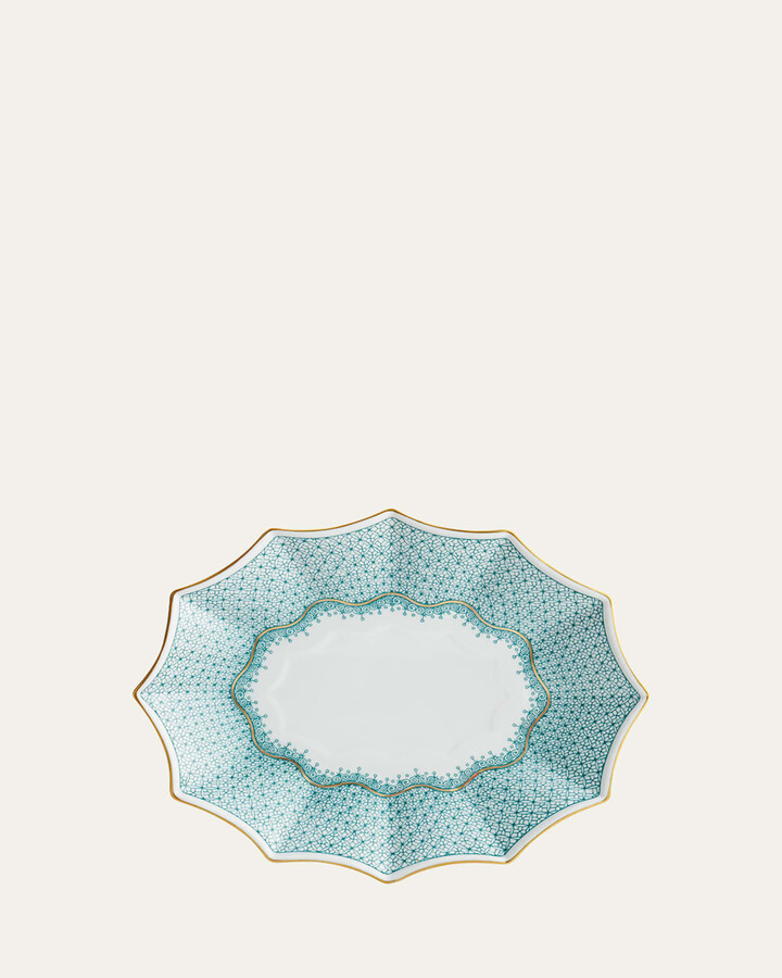 Mottahedeh Green Lace 12-Sided Lobed Large Tray