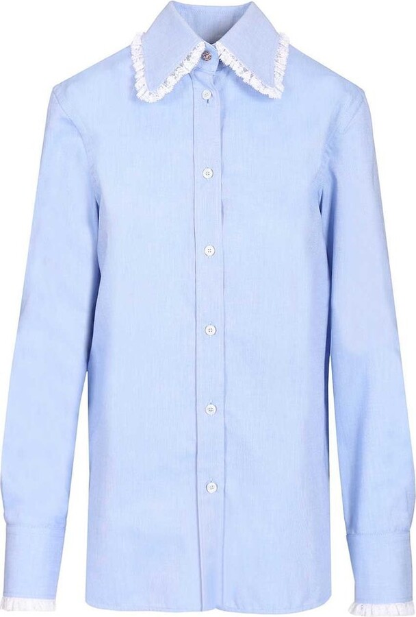 Valentino Ruffled Trim Long-Sleeve Shirt