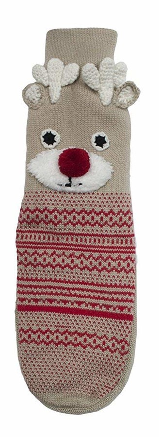 M/L RJM Ladies Christmas Reindeer Rudolph Non-Slip Slipper Socks