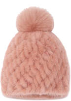 Thumbnail for your product : Pologeorgis Knitted Mink Beanie With Fox Pom
