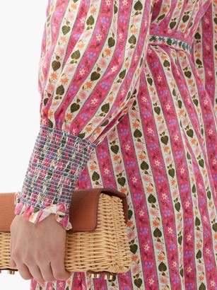 Muzungu Sisters - Alice Botanical-print Linen Midi Dress - Pink Print
