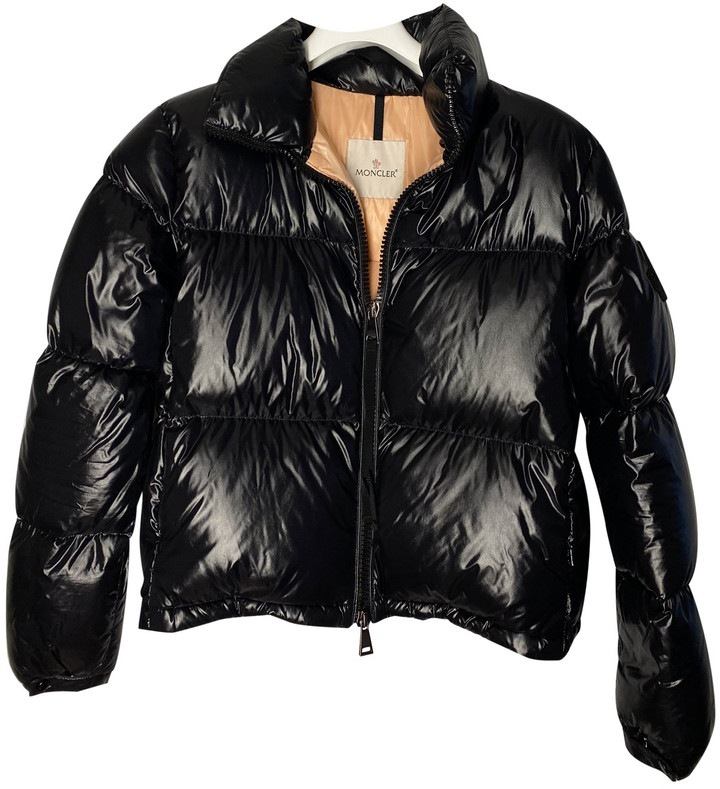 Moncler black Synthetic Leather Jackets - ShopStyle