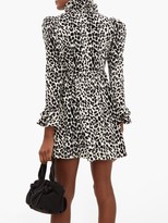 Thumbnail for your product : Batsheva Leopard-print Ruffled Cotton-velvet Dress - Leopard