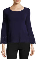 Thumbnail for your product : Ramy Brook Diana Laser-Cut Long-Sleeve Top, Navy