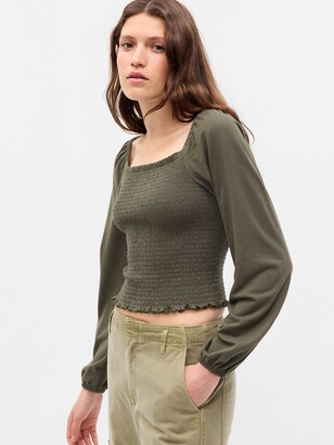 Women's Green Long sleeve Crop Tops | ShopStyle CA